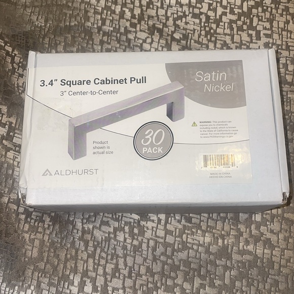 ALDHURST Other - NEW IN BOX 30 3.4 Square Cabinet pull 3” Center to Center Satin Nickel